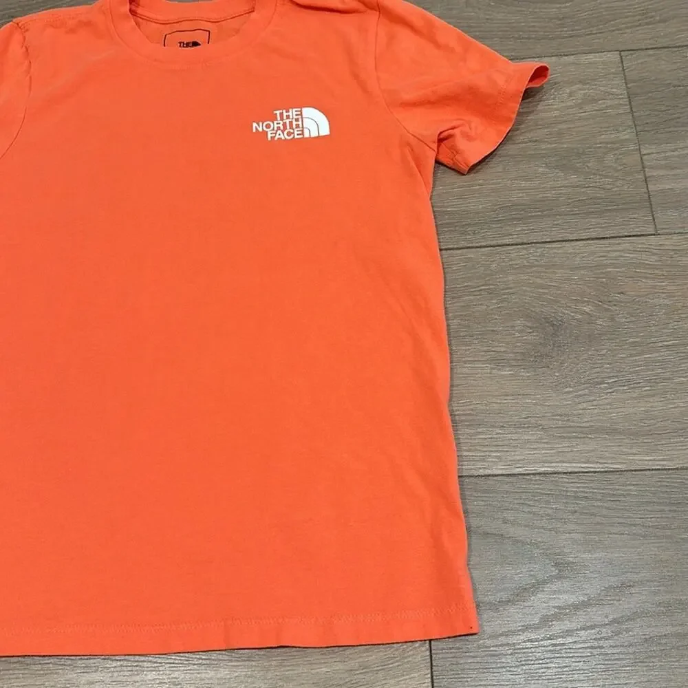 NORTH FACE Orange‎ Crew Neck Short Sleeve Cotton Tee Shirt T Top Outdoor Size XS - Picture 4 of 10